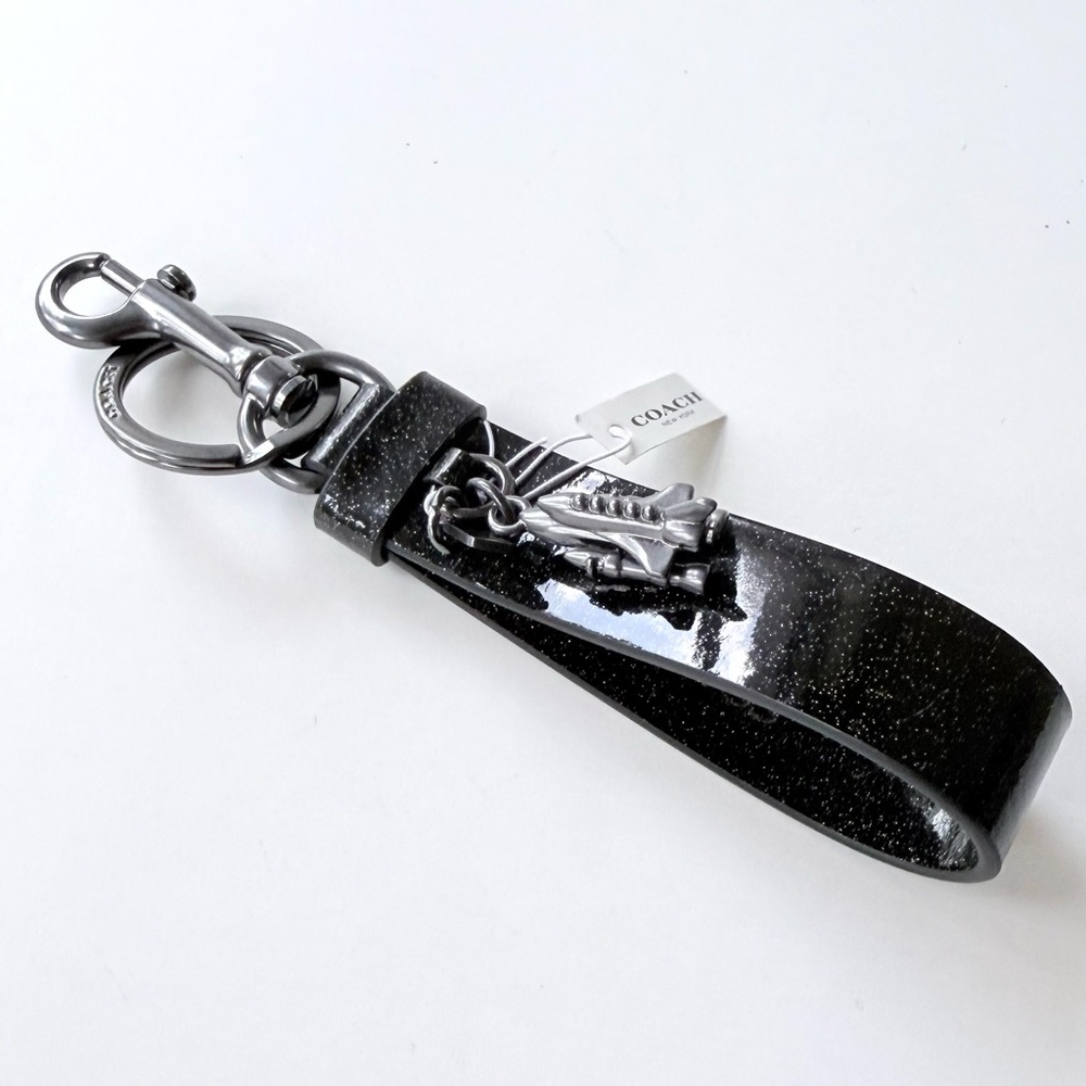 NWT Coach x NASA Limited Edition Glitter Patent Key Fob/Bag Charm - Picture 2 of 16